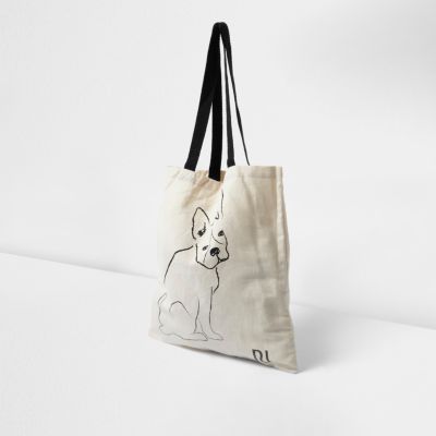 Beige French bulldog shopper bag